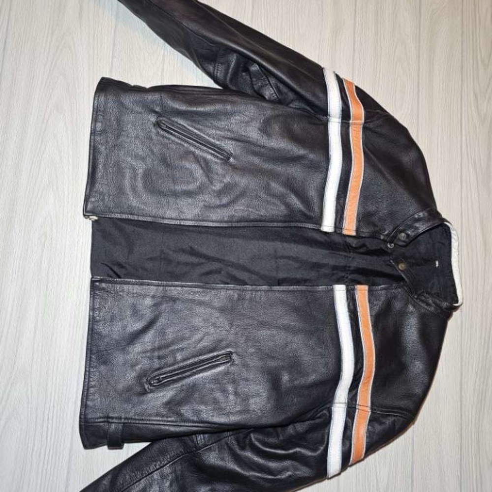 Men's Black Bomber Jacket with Stripes